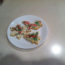 Three of the cookies my mom decorated on Friday. And, yes, one of the cookies is an head-less angel.